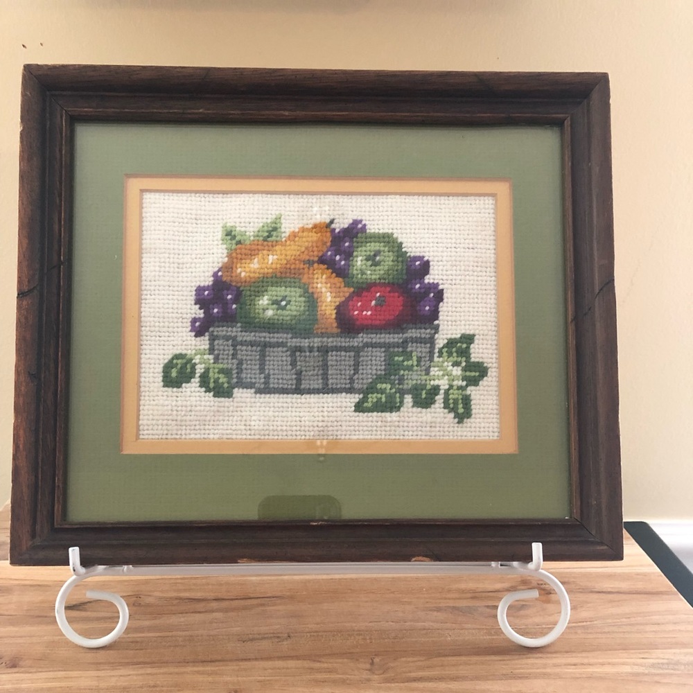 Vintage Boho Wall Hanging Handmade Cross Stitch